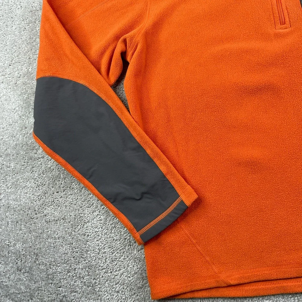 North Face Sweatshirt Mens Medium Orange Polartec Classic Fleece Quarter Zip